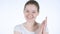 Clapping Redhead Woman, Applauding in White Studio