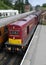 Class 20 Diesel Electric locomotive, in London Transport livery, arriving at Goathland Station