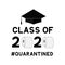 Class of 2020 funny typography poster with toilet paper and graduation cap isolated on white. Coronavirus COVID-19 quarantine.