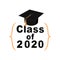 Class of 2020 sign on white background