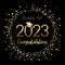 Class of 2023 graduation poster with gold glitter confetti