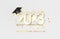 Class of 2023 text for graduation gold design, congratulation event high school or college graduate. Lettering for