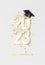 Class of 2023 text for graduation gold design, congratulation event high school or college graduate. Lettering for