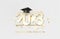 Class of 2023 text for graduation gold design, congratulation event high school or college graduate. Lettering for