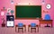 Class School Nobody Classroom Blackboard Table Chair Education Illustration