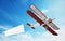 Classic airplane pulling blank white text banner. 3D illustration