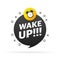 Classic alarm with wake up sign, great design for any purposes. Flat cartoon vector illustration. Sale vector