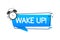 Classic alarm with wake up sign, great design for any purposes. Flat cartoon vector illustration. Sale vector