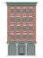 A classic American brick multi-storey house. Business center of the city. Expensive real estate.