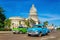 Classic American cars and Capitol in Havana, Cuba