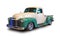 Classic american pickup truck. White background.