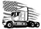 Classic American Truck. Vector illustration with american flag