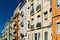 Classic Apartment Building Block Exterior Facade In Lisbon