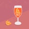 Classic aperol campari spritz cocktail in glass with ice and slice of orange design background vector flat isolated illustration