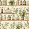 Classic Apothecary Illustration with Herbs and Medicine Bottles