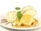 Classic Apple Tarte Tatin with Vanilla Ice Cream on a Plate - Isolated
