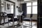 classic art deco dining room, with sleek chrome and glass table and chairs