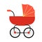 Classic Baby Carriage Vector in Flat Design.