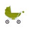 Classic baby pram icon, flat style