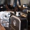 Classic background with antique and vintage camera and projector