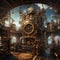 classic background with steampunk-style mechanisms