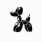 Classic balloon dog. Vector illustration of cute cartoon bubble animal in black color isolated on white background.