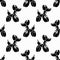 Classic balloon dog. Vector seamless pattern of cute cartoon bubble animal in black color on white background.