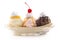 A Classic Banana Split Isolated on a White Background