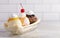 A Classic Banana Split on a Kitchen Cabinet