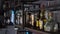 Classic bar counter with bottles of different alcohol