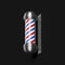 Classic Barber Shop Pole Isolated on Black Background. 3d Rendering