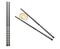 Classic black chopstick set holding fish roll bamboo stick. Utensils for eastern japanese dishes