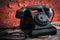 Classic black dial-up rotary telephone