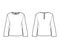 Classic blouse technical fashion illustration with long sleeves, round neck with back button-fastening keyhole oversized