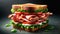 Classic BLT Sandwich with Toasted Bread, Fresh Lettuce, and Tomato