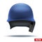 Classic blue Baseball helmet front view. Vector
