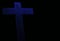 Classic blue Christian wood cross  on dark background