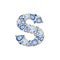 Classic Blue Crystal Letter. Alphabet with diamonds and brilliant, jewelry shop logo concept on white background