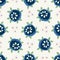 Classic Blue Daisy Floral Posy Motif Background. Naive Blossom Flower Seamless Pattern. Ditsy Elegant Navy Bloom on Cream Beige