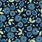 Classic Blue Daisy Floral Posy Motif Background. Naive Blossom Flower Seamless Pattern. Ditsy Elegant Navy Bloom on Dark Indigo