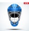 Classic blue Goalkeeper Hockey field Helmet on Background.