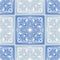 Classic blue gray quilt block vector seamless pattern