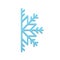 Classic blue realistic ornamental vertical snowflake half symbol traditional winter frost 3d vector