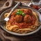 A classic bowl of spaghetti with marinara sauce and meatballs1