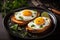 Classic breakfast presentation Sunny side up fried eggs on a plate