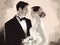 Classic Bride and Groom Portrait Clipart