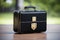 Classic briefcase isolated on wooden background. ai generative