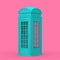 Classic British Blue Phone Booth in Duotone Style. 3d Rendering