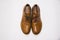 Classic brown leather male shoes from above