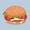 Classic burger with meat, tomato, lettuce and cheese